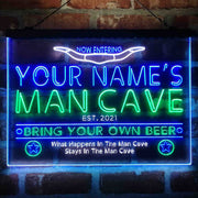 Personalized Cowboy Man Cave Deluxe App-Enabled 3-Color LED Light Sign - LED Gift Works
