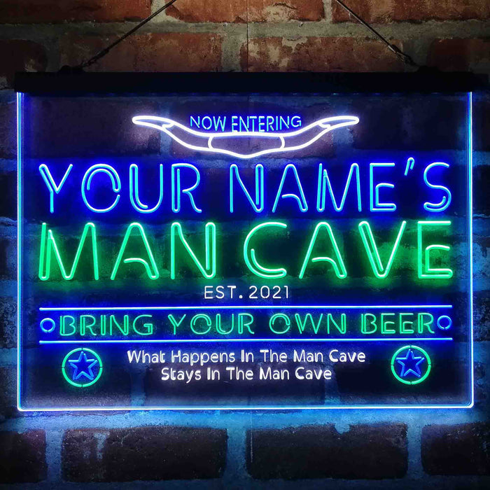 Personalized Cowboy Man Cave Deluxe App-Enabled 3-Color LED Light Sign - Way Up Gifts