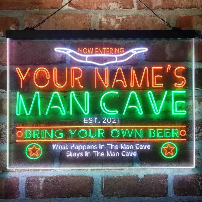Personalized Cowboy Man Cave Deluxe App-Enabled 3-Color LED Light Sign - Way Up Gifts