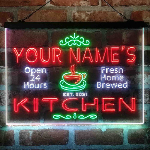 Personalized Kitchen Coffee Cup Deluxe App-Enabled 3-Color LED Light Sign - Way Up Gifts