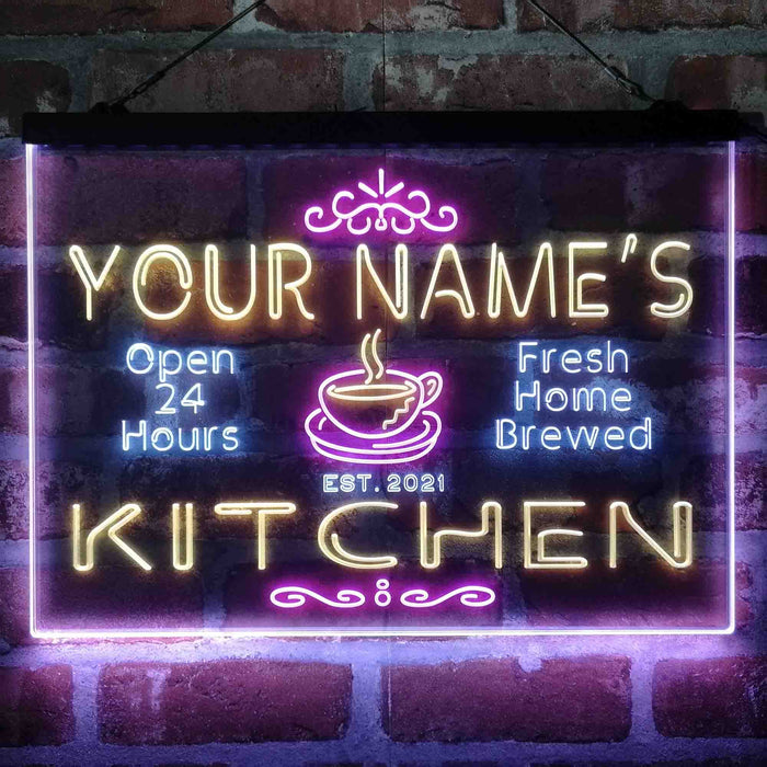 Personalized Kitchen Coffee Cup Deluxe App-Enabled 3-Color LED Light Sign - Way Up Gifts