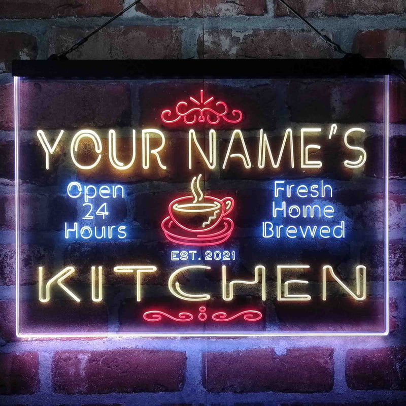 Personalized Kitchen Coffee Cup Deluxe App-Enabled 3-Color LED Light Sign - LED Gift Works