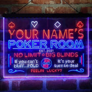 Personalized Poker Room Casino Deluxe App-Enabled 3-Color LED Light Sign - LED Gift Works