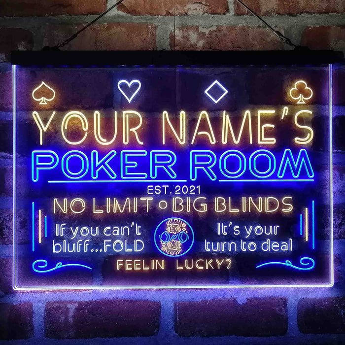 Personalized Poker Room Casino Deluxe App-Enabled 3-Color LED Light Sign - Way Up Gifts
