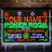 Personalized Poker Room Casino Deluxe App-Enabled 3-Color LED Light Sign - LED Gift Works