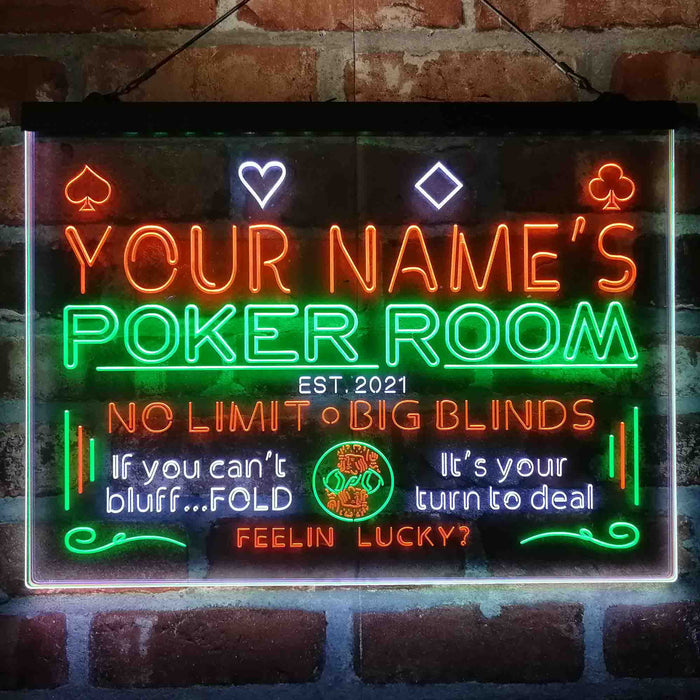 Personalized Poker Room Casino Deluxe App-Enabled 3-Color LED Light Sign - Way Up Gifts