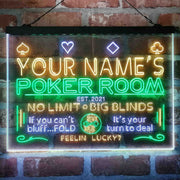 Personalized Poker Room Casino Deluxe App-Enabled 3-Color LED Light Sign - LED Gift Works