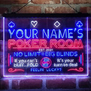 Personalized Poker Room Casino Deluxe App-Enabled 3-Color LED Light Sign - LED Gift Works