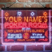 Personalized Poker Room Casino Deluxe App-Enabled 3-Color LED Light Sign - LED Gift Works