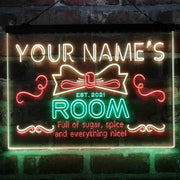 Personalized Girl Kid Bedroom Deluxe App-Enabled 3-Color LED Light Sign - LED Gift Works