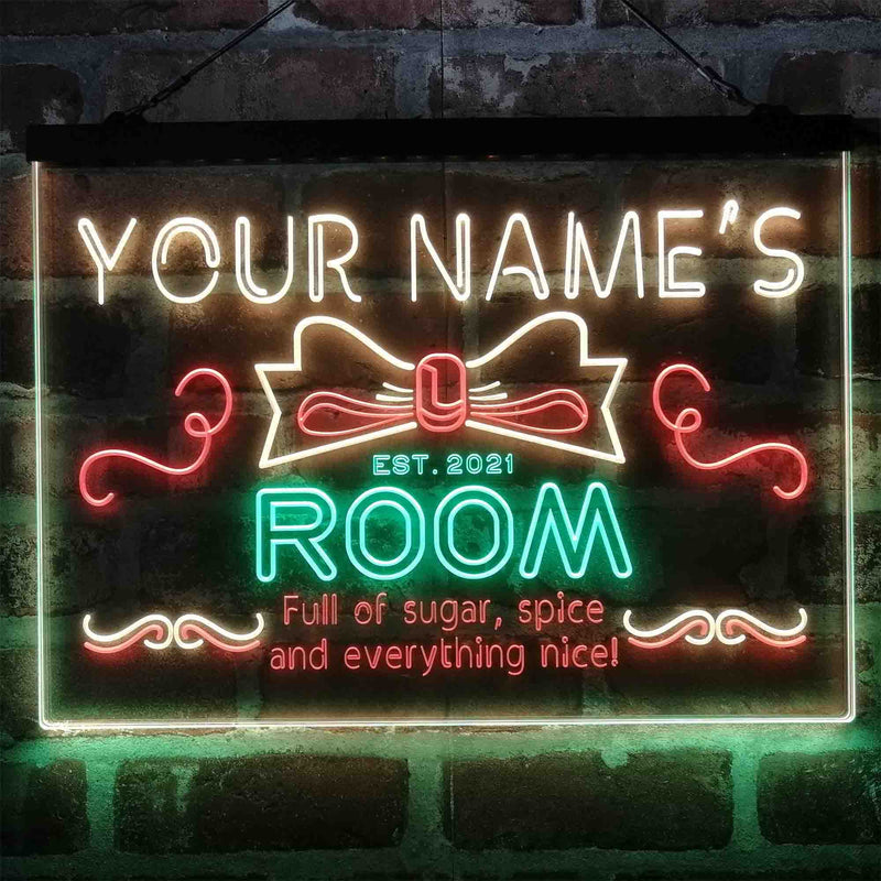 Personalized Girl Kid Bedroom Deluxe App-Enabled 3-Color LED Light Sign - LED Gift Works