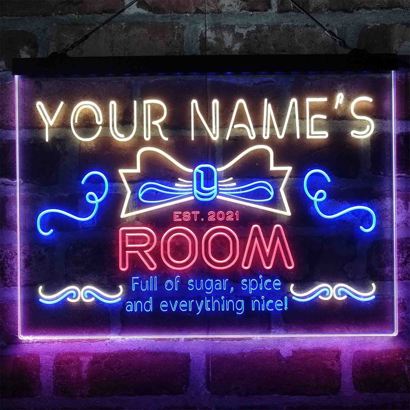 Personalized Girl Kid Bedroom Deluxe App-Enabled 3-Color LED Light Sign - LED Gift Works