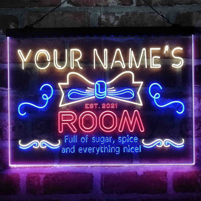 Personalized Girl Kid Bedroom Deluxe App-Enabled 3-Color LED Light Sign - Way Up Gifts