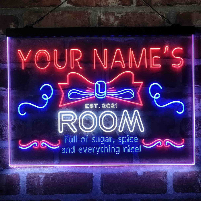 Personalized Girl Kid Bedroom Deluxe App-Enabled 3-Color LED Light Sign - Way Up Gifts