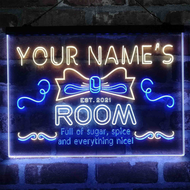 Personalized Girl Kid Bedroom Deluxe App-Enabled 3-Color LED Light Sign - LED Gift Works