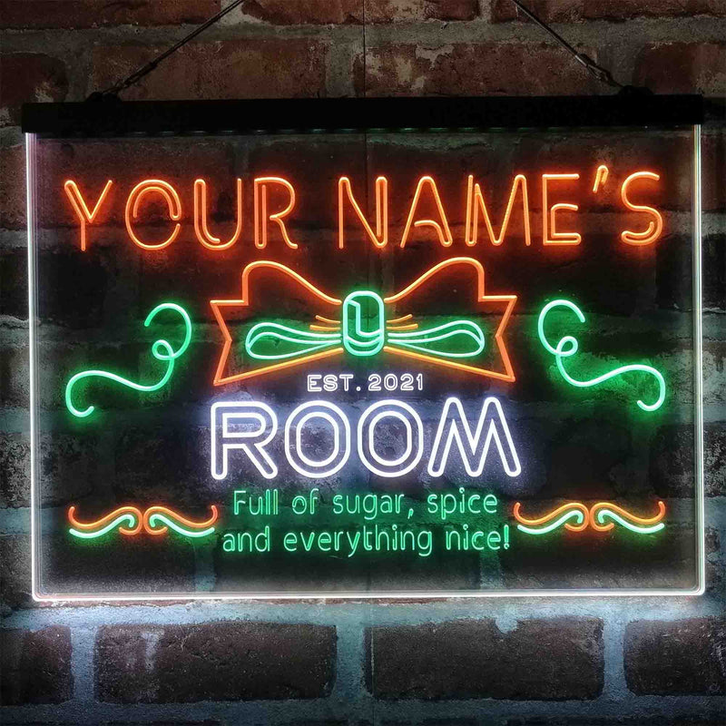 Personalized Girl Kid Bedroom Deluxe App-Enabled 3-Color LED Light Sign - LED Gift Works