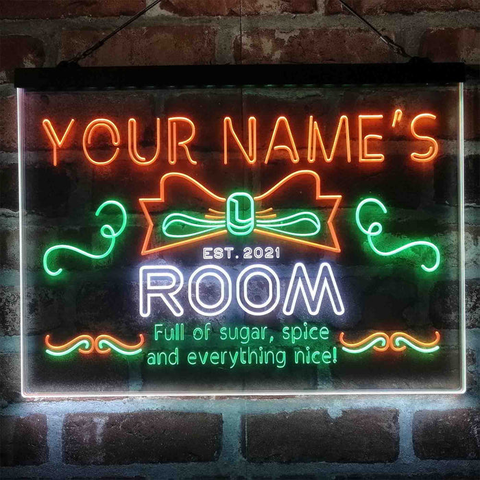 Personalized Girl Kid Bedroom Deluxe App-Enabled 3-Color LED Light Sign - Way Up Gifts