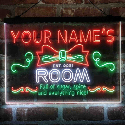 Personalized Girl Kid Bedroom Deluxe App-Enabled 3-Color LED Light Sign - Way Up Gifts