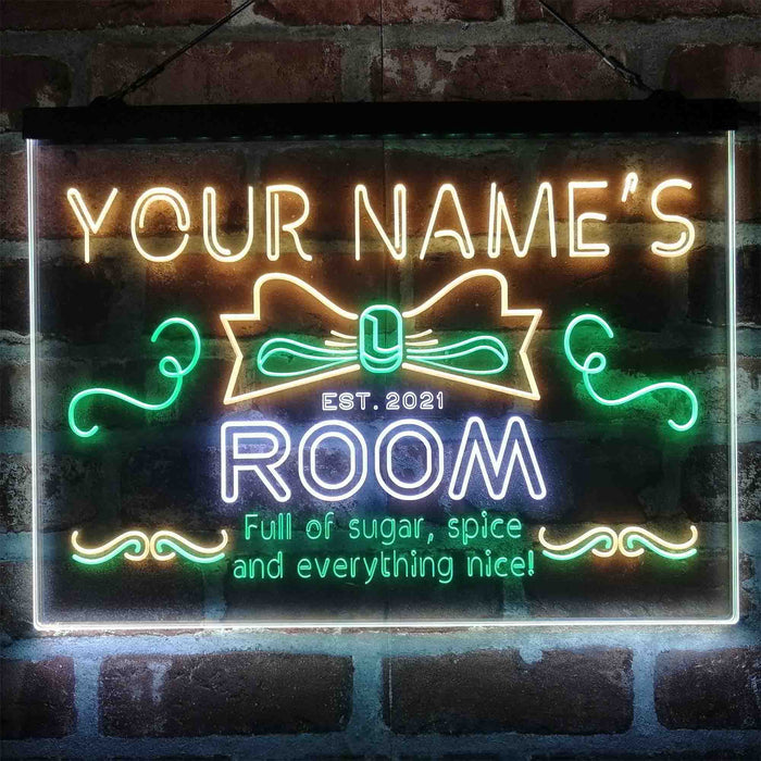 Personalized Girl Kid Bedroom Deluxe App-Enabled 3-Color LED Light Sign - Way Up Gifts