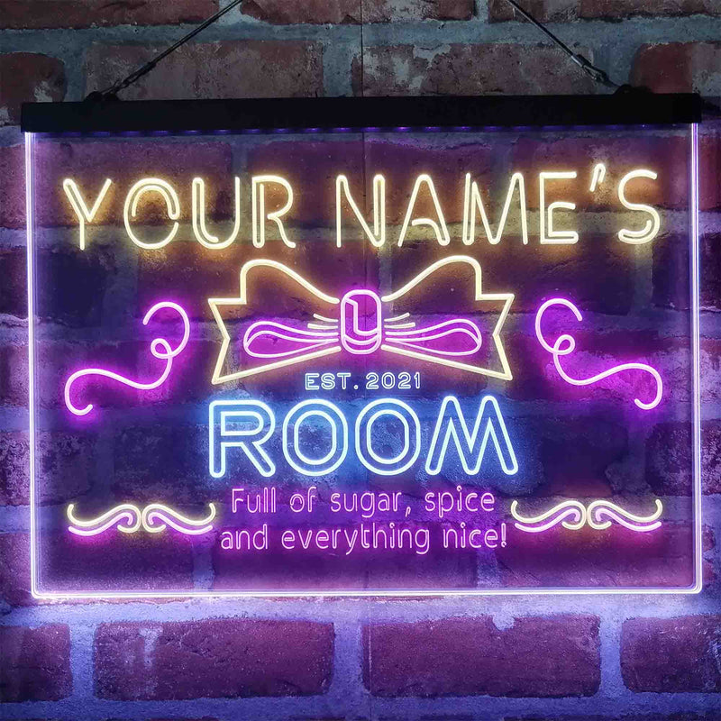 Personalized Girl Kid Bedroom Deluxe App-Enabled 3-Color LED Light Sign - LED Gift Works
