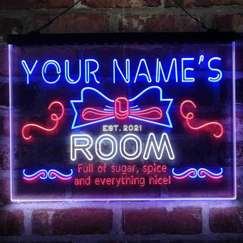 Personalized Girl Kid Bedroom Deluxe App-Enabled 3-Color LED Light Sign - LED Gift Works