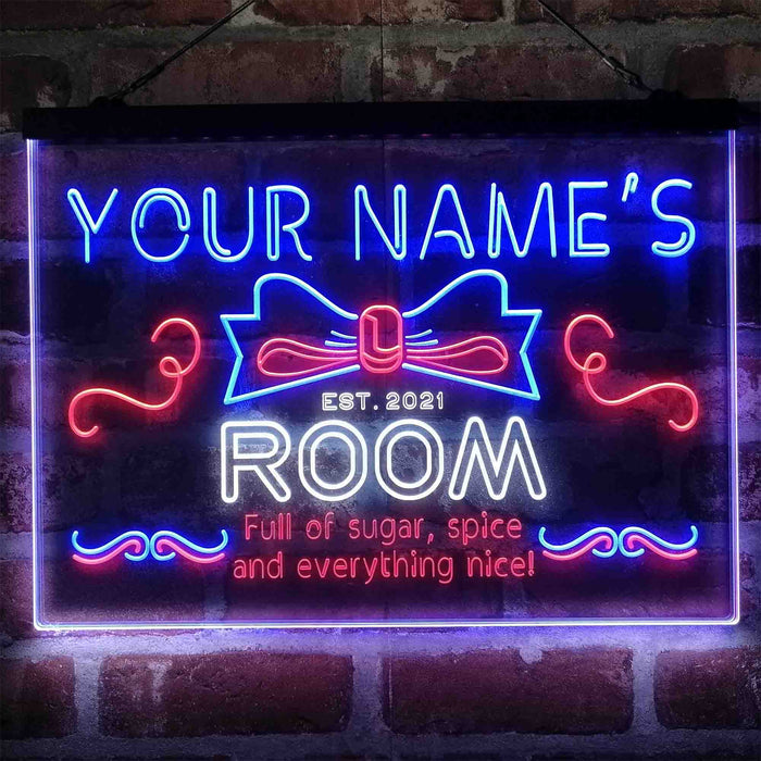 Personalized Girl Kid Bedroom Deluxe App-Enabled 3-Color LED Light Sign - Way Up Gifts