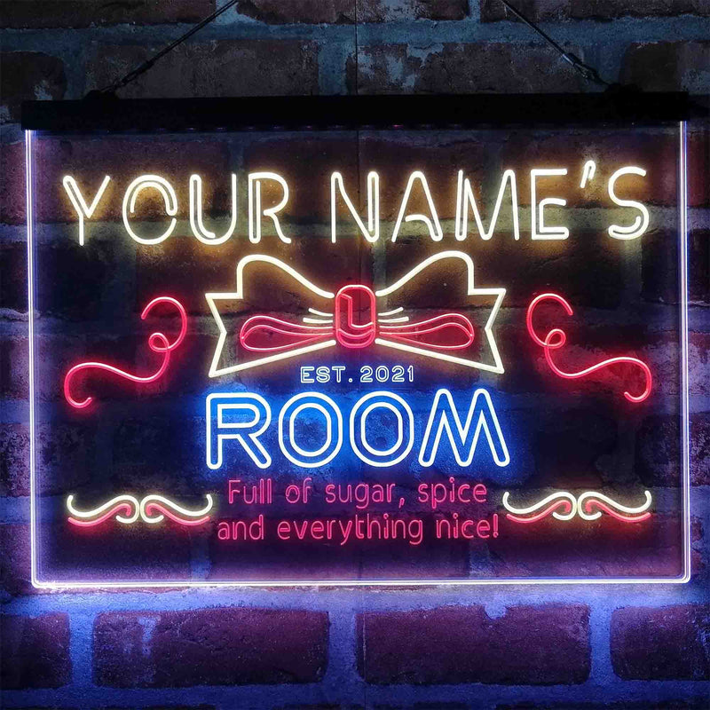 Personalized Girl Kid Bedroom Deluxe App-Enabled 3-Color LED Light Sign - LED Gift Works