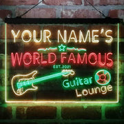 Personalized Guitar Lounge Music Deluxe App-Enabled 3-Color LED Light Sign - LED Gift Works