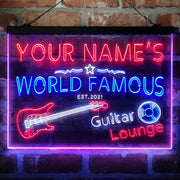 Personalized Guitar Lounge Music Deluxe App-Enabled 3-Color LED Light Sign - LED Gift Works