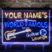 Personalized Guitar Lounge Music Deluxe App-Enabled 3-Color LED Light Sign - LED Gift Works