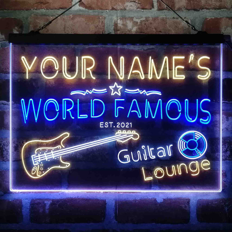 Personalized Guitar Lounge Music Deluxe App-Enabled 3-Color LED Light Sign - LED Gift Works
