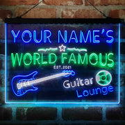 Personalized Guitar Lounge Music Deluxe App-Enabled 3-Color LED Light Sign - LED Gift Works