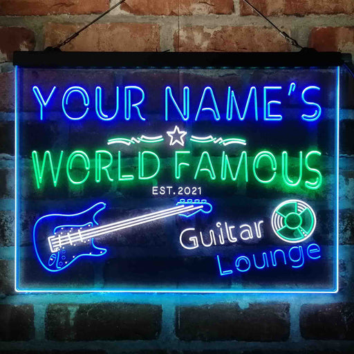 Personalized Guitar Lounge Music Deluxe App-Enabled 3-Color LED Light Sign - LED Gift Works