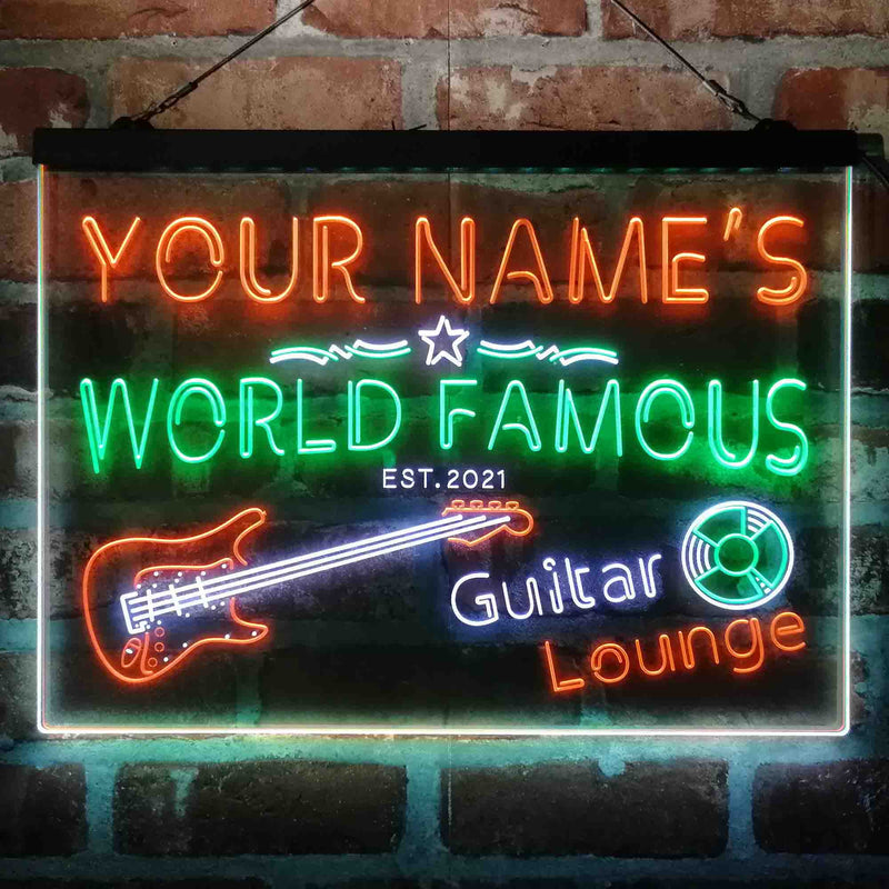 Personalized Guitar Lounge Music Deluxe App-Enabled 3-Color LED Light Sign - LED Gift Works