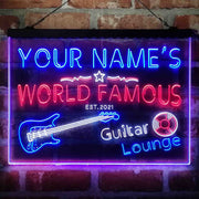 Personalized Guitar Lounge Music Deluxe App-Enabled 3-Color LED Light Sign - LED Gift Works