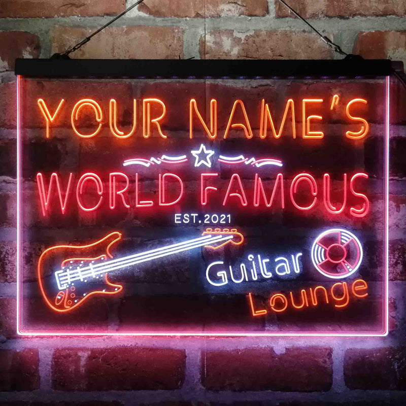 Personalized Guitar Lounge Music Deluxe App-Enabled 3-Color LED Light Sign - LED Gift Works