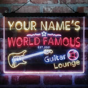 Personalized Guitar Lounge Music Deluxe App-Enabled 3-Color LED Light Sign - LED Gift Works