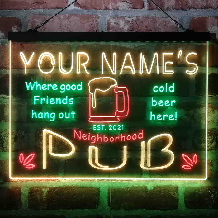 Personalized Neighborhood Pub Deluxe App-Enabled 3-Color LED Light Sign - Way Up Gifts