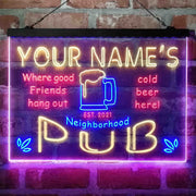Personalized Neighborhood Pub Deluxe App-Enabled 3-Color LED Light Sign - LED Gift Works