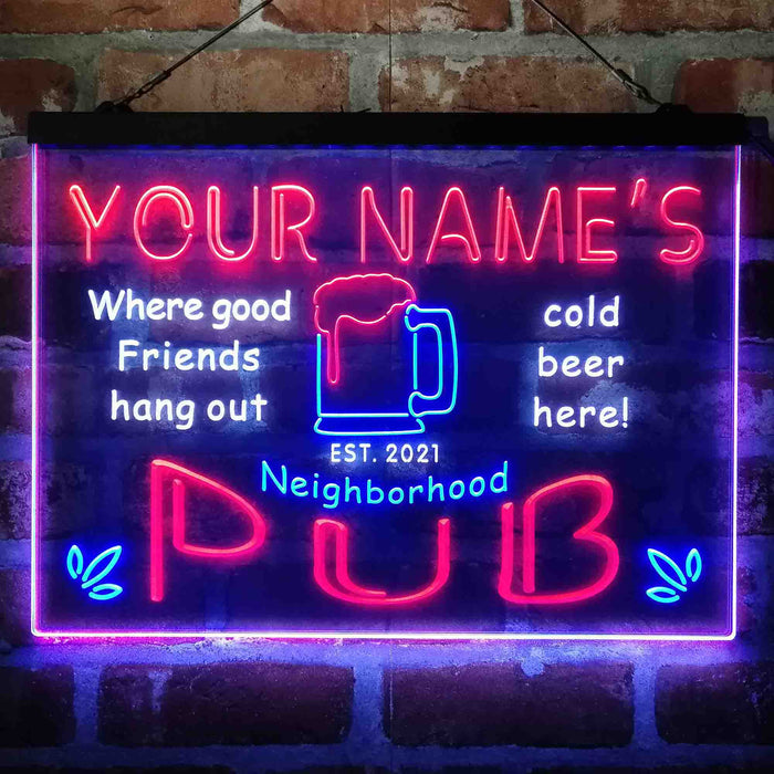 Personalized Neighborhood Pub Deluxe App-Enabled 3-Color LED Light Sign - Way Up Gifts