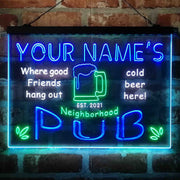 Personalized Neighborhood Pub Deluxe App-Enabled 3-Color LED Light Sign - LED Gift Works