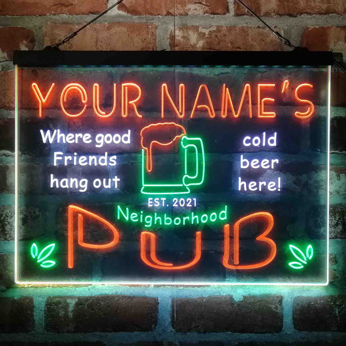 Personalized Neighborhood Pub Deluxe App-Enabled 3-Color LED Light Sign - Way Up Gifts