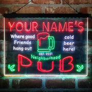 Personalized Neighborhood Pub Deluxe App-Enabled 3-Color LED Light Sign - LED Gift Works