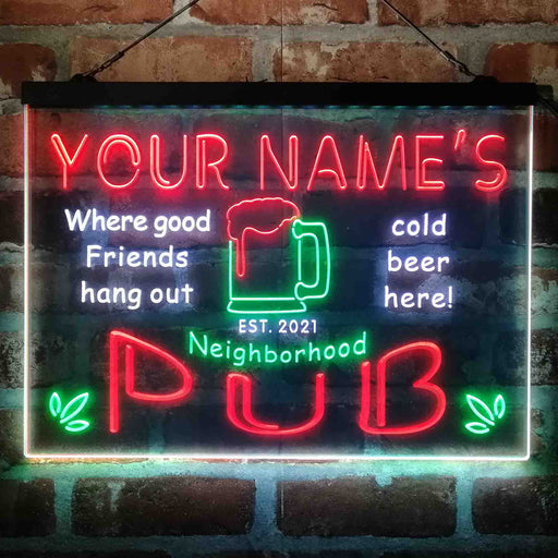 Personalized Neighborhood Pub Deluxe App-Enabled 3-Color LED Light Sign - Way Up Gifts