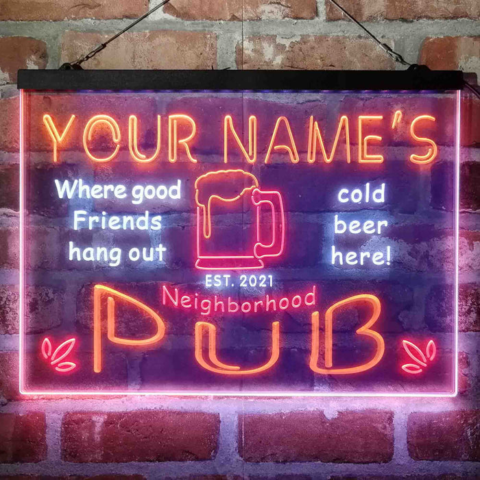 Personalized Neighborhood Pub Deluxe App-Enabled 3-Color LED Light Sign - Way Up Gifts