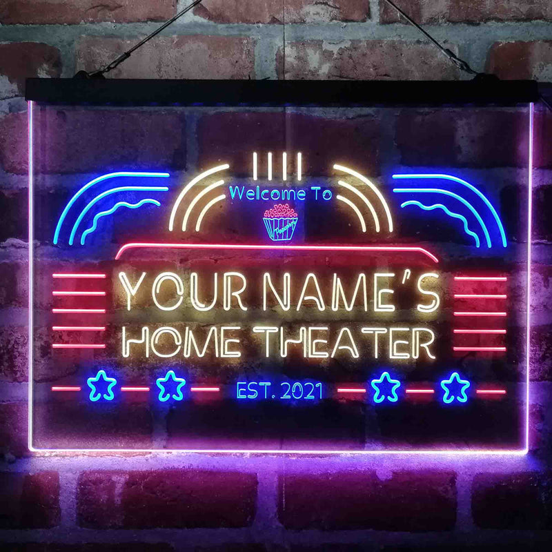Personalized Home Theater Deluxe App-Enabled 3-Color LED Light Sign - LED Gift Works