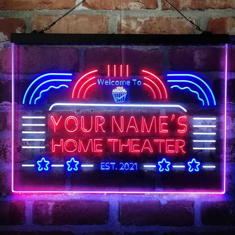 Personalized Home Theater Deluxe App-Enabled 3-Color LED Light Sign - LED Gift Works