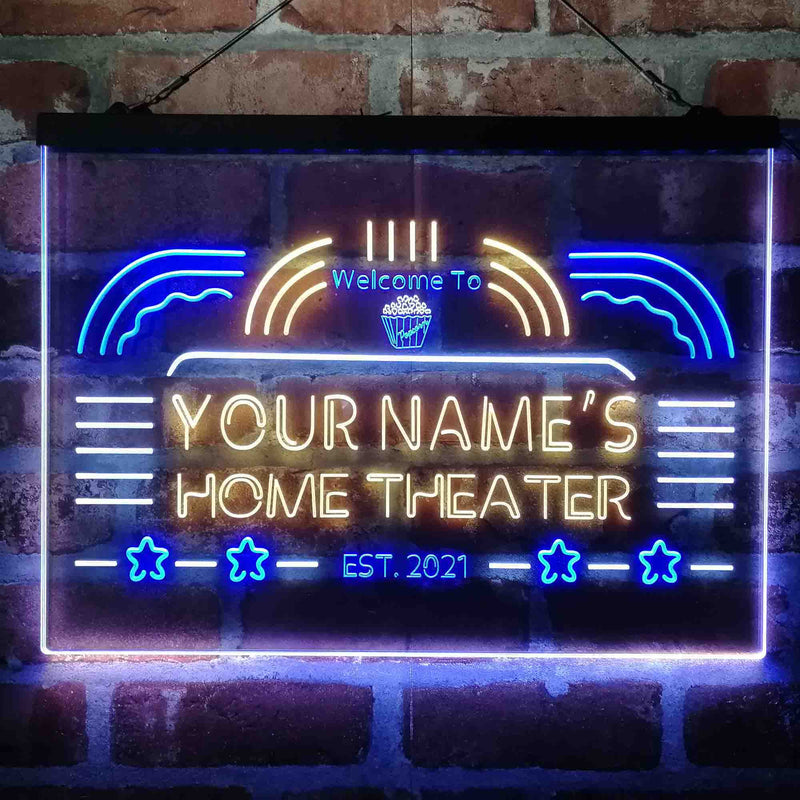 Personalized Home Theater Deluxe App-Enabled 3-Color LED Light Sign - LED Gift Works