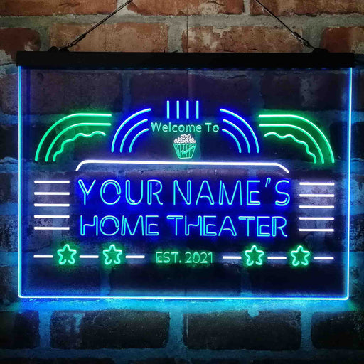 Personalized Home Theater Deluxe App-Enabled 3-Color LED Light Sign - LED Gift Works