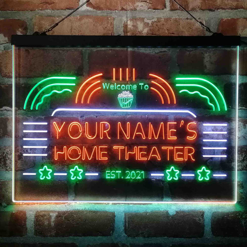 Personalized Home Theater Deluxe App-Enabled 3-Color LED Light Sign - LED Gift Works